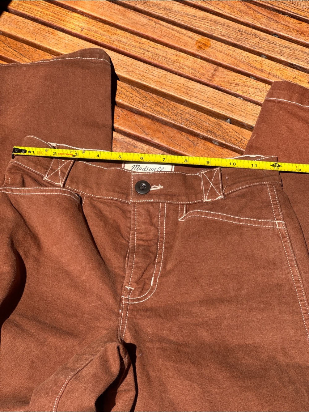 Madewell Emmet Wide Leg Garment High-Rise Straight-Leg Jeans in Chestnut Brown - Picture 8 of 12
